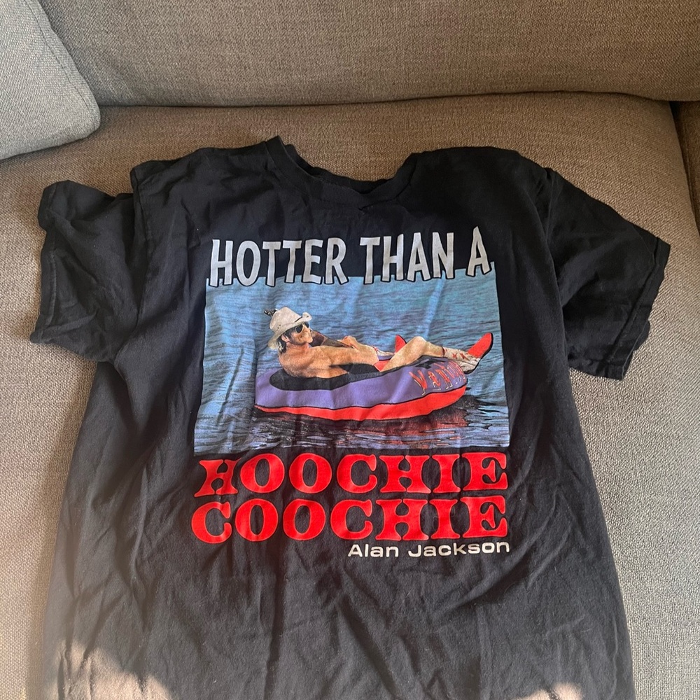 Spencer's Black Graphic Tee with Red Text